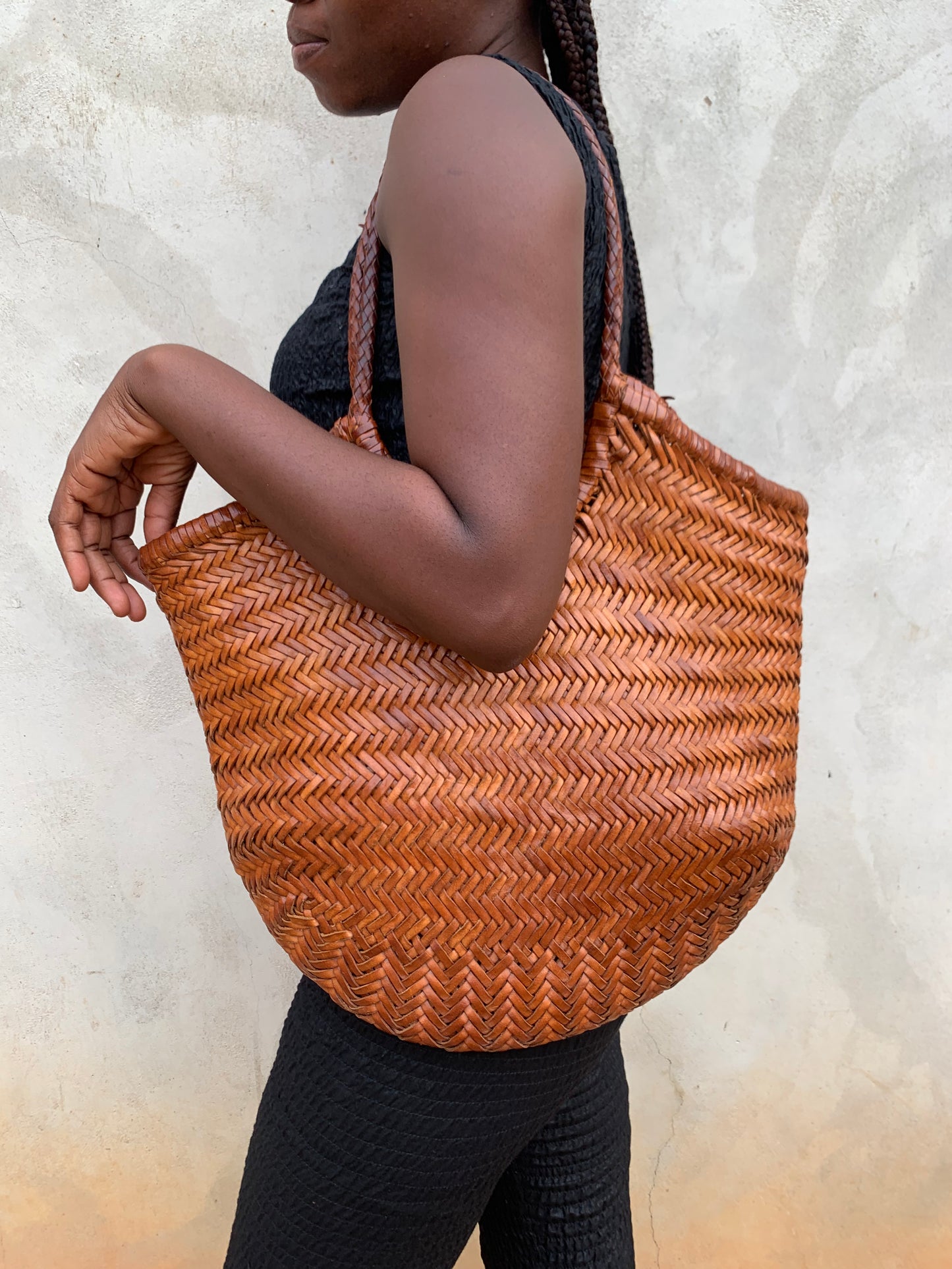hand weaved leather bag
