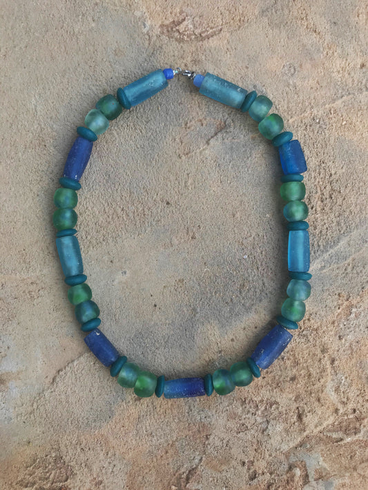 Baobab-Glasperle ohne Halsausschnitt / grün_blau