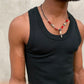 Beads neckless with Cow Bone hanger / red_white