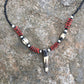 Beads neckless with Cow Bone hanger / red_white